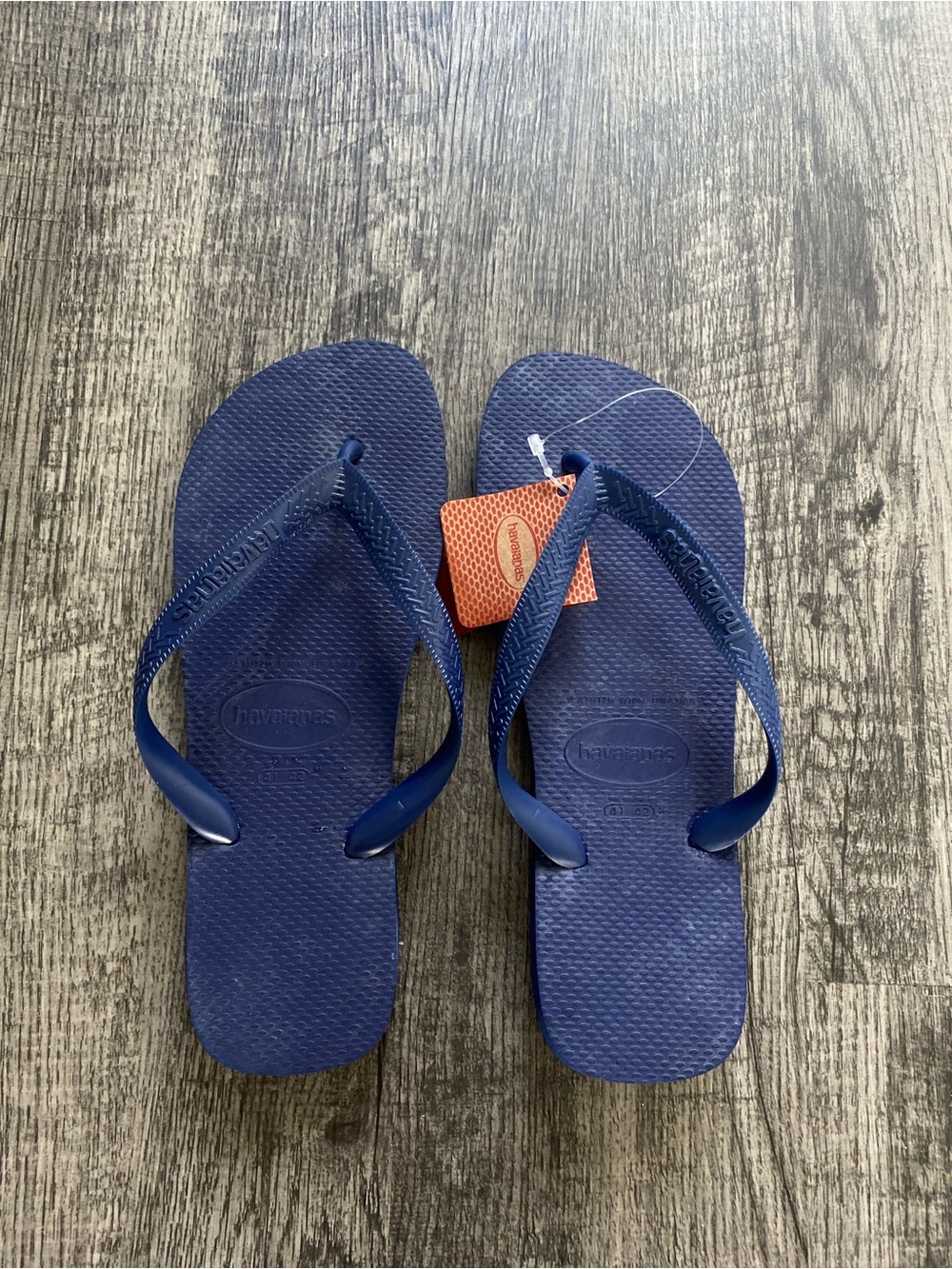 Havaianas Top Flip Flops Women's Size 11/12 Navy Blue Brazil Rubber Sandals NWT